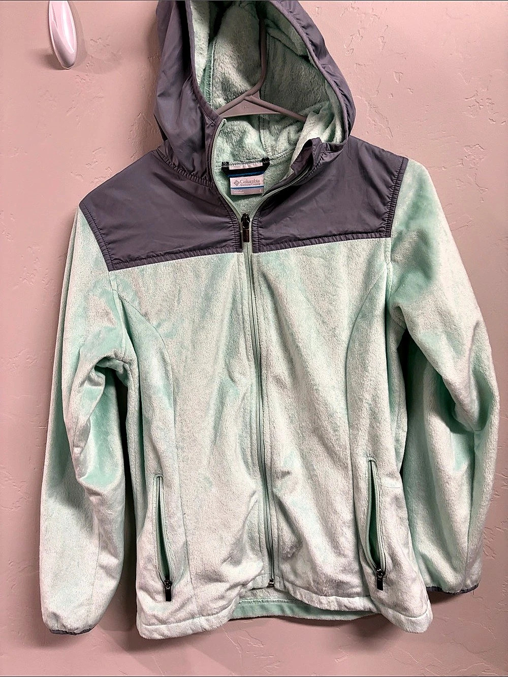Columbia Women'Small Benton Springs Full Zip Fleece Hoodie Green & Purple Small